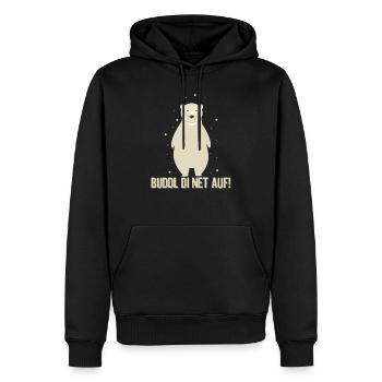 Buddl Di Net On Hustinettenbär - Men’s Premium Organic Hoodie - black - Front - Nico (187cm)