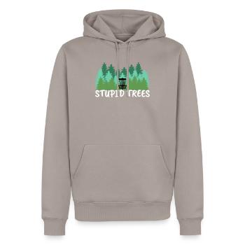 Disc Golf Gift Stupid Trees Throw Frisbee Golf - Männer Premium Bio Hoodie - Taupe - Vorne - Nico (187cm)
