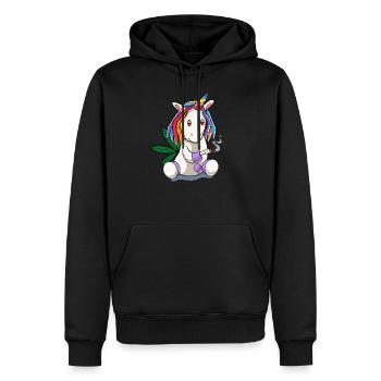 Drôle de cannabis weed licorne conception cadeau - Sweat à capuche Premium bio Homme - noir - Devant - Nico (187cm)