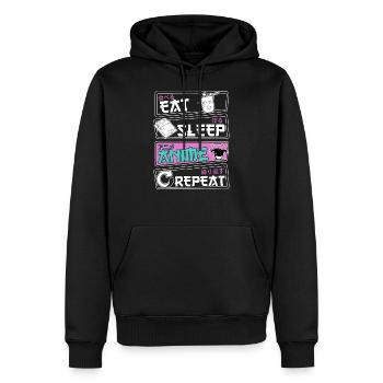 Eat Sleep Anime Repeat - Sweat à capuche Premium bio Homme - noir - Devant - Nico (187cm)