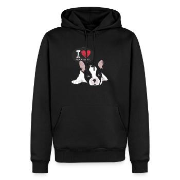 French Bulldog - Männer Premium Bio Hoodie - Schwarz - Vorne - Nico (187cm)