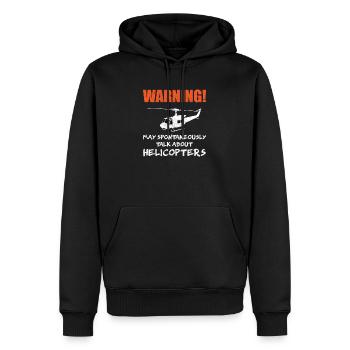 Pilote d'hélicoptère Pilote d'hélicoptère Bell UH 1 Huey - Sweat à capuche Premium bio Homme - noir - Devant - Nico (187cm)