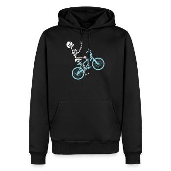 Conception de cadeau squelette de pilote BMX pour les fans de vélo - Sweat à capuche Premium bio Homme - noir - Devant - Nico (187cm)