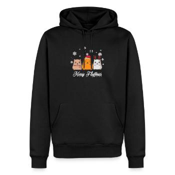 Merry Fluffma Cute Cats Celebrate Christmas - Men’s Premium Organic Hoodie - black - Front - Nico (187cm)
