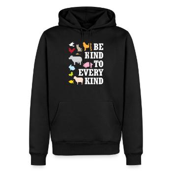 Animal Lover Gifts Be Kind to Every Kind Vegan - Sweat à capuche Premium bio Homme - noir - Devant - Nico (187cm)