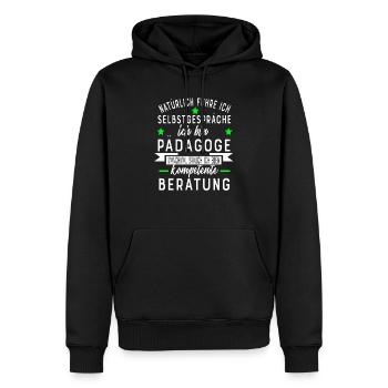 PÄDAGOGE - Männer Premium Bio Hoodie - Schwarz - Vorne - Nico (187cm)