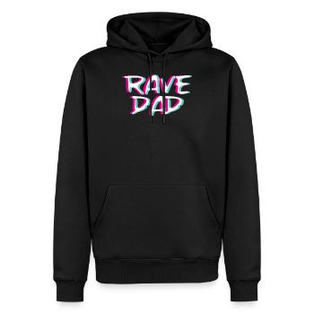 Techno Rave Papa Dad Trippy Ebm Glitch Hardstyle - Sweat à capuche Premium bio Homme - noir - Devant - Nico (187cm)
