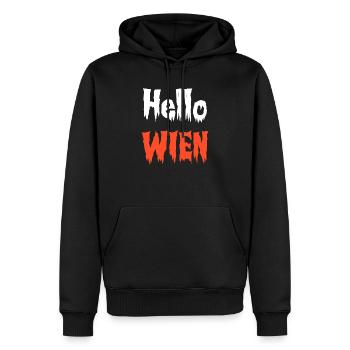 Hellowien - Hello Vienna - Conception amusante d'Halloween - Sweat à capuche Premium bio Homme - noir - Devant - Nico (187cm)