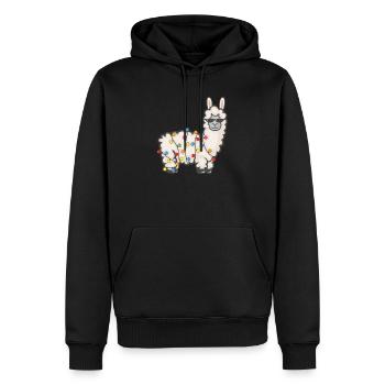 Party Lama with fairy lights - Men’s Premium Organic Hoodie - black - Front - Nico (187cm)