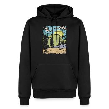 Vintage Muir Woods randonnée design cadeau montagne - Sweat à capuche Premium bio Homme - noir - Devant - Nico (187cm)