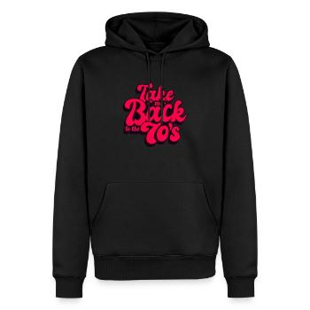 Seventies 70s 70s Cadeau de diction typique - Sweat à capuche Premium bio Homme - noir - Devant - Nico (187cm)