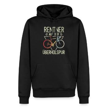 Rentner Fahrrad Geschenk - Männer Premium Bio Hoodie - Schwarz - Vorne - Nico (187cm)