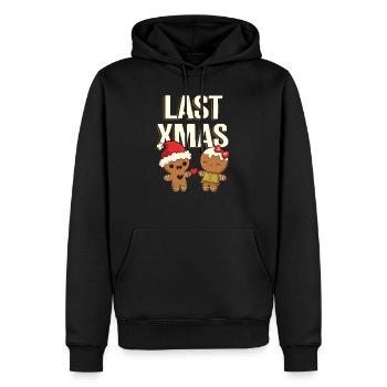 Last Christmas I Lebkuchen Herz Pärchen - Männer Premium Bio Hoodie - Schwarz - Vorne - Nico (187cm)
