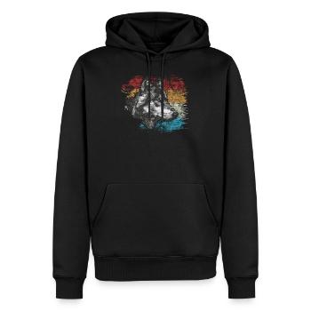 Wolf - Männer Premium Bio Hoodie - Schwarz - Vorne - Nico (187cm)