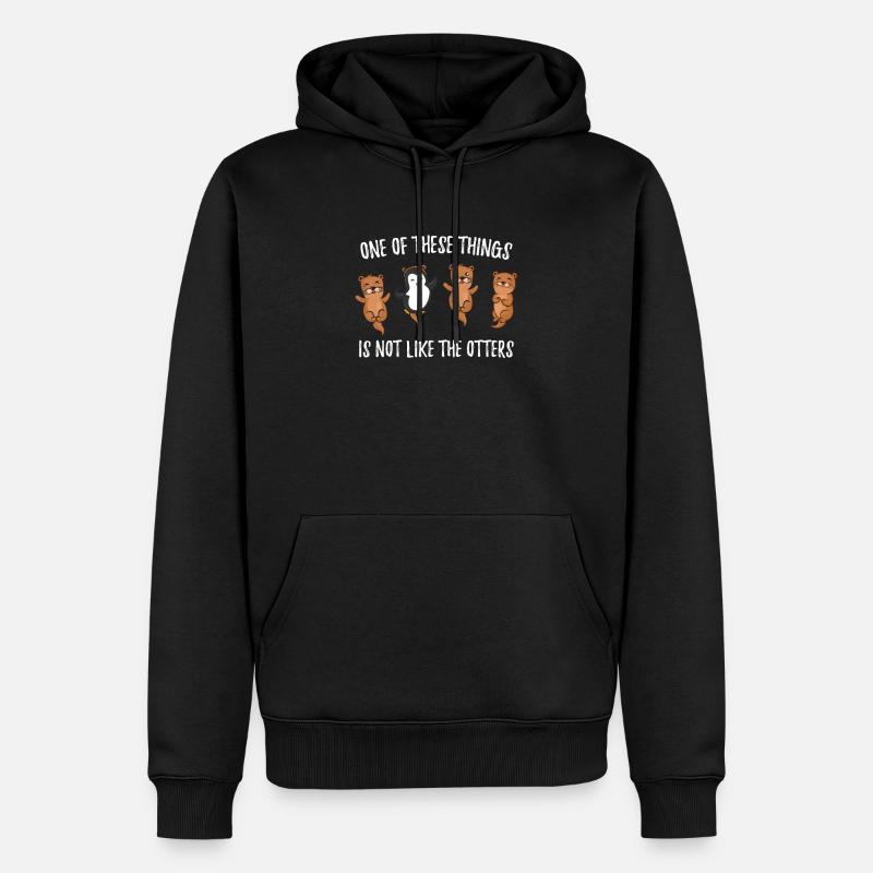 Finde den Fehler Süße Otter und ein Pinguin - Männer Premium Bio Hoodie - Schwarz
