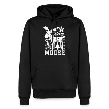 Christmas Moose Christmas - Felpa con cappuccio ecologica premium da uomo - nero - Fronte - Nico (187cm)