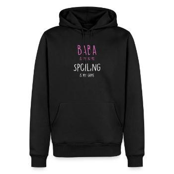Baba Grandma Gift design - Men’s Premium Organic Hoodie - black - Front - Nico (187cm)