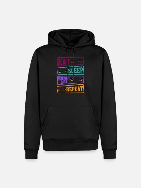 Spis Sleep Cat Cat Gentag Warrior Cat-katte - Herre Premium økologisk hoodie - sort