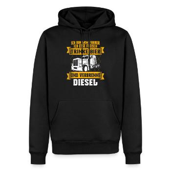 LKW Fahrer Trucker Fernfahrer Diesel Bier Fleisch - Männer Premium Bio Hoodie - Schwarz - Vorne - Nico (187cm)
