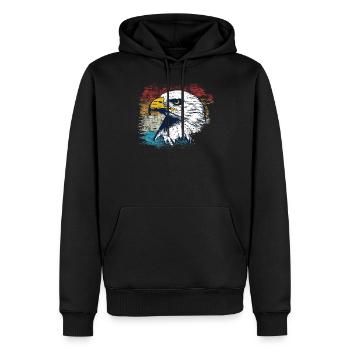 Adler - Männer Premium Bio Hoodie - Schwarz - Vorne - Nico (187cm)