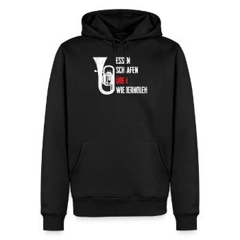Essen Schlafen Tuba üben Wiederholen - Männer Premium Bio Hoodie - Schwarz - Vorne - Nico (187cm)