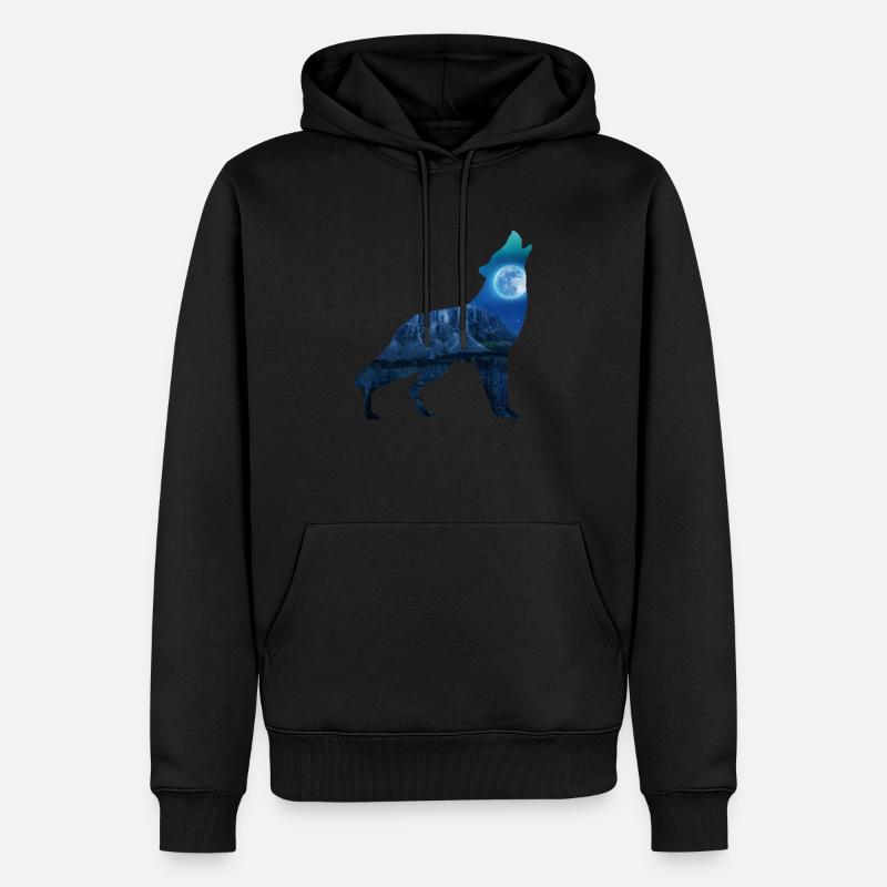Wolf Moon - Sweat à capuche Premium bio Homme - noir