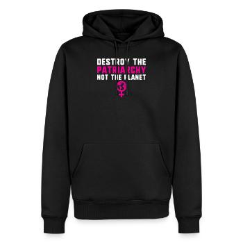 Zerstöre das Patriarchat, nicht den Planetenfeminismus - Männer Premium Bio Hoodie - Schwarz - Vorne - Nico (187cm)