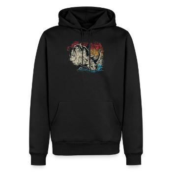 Nashorn - Männer Premium Bio Hoodie - Schwarz - Vorne - Nico (187cm)