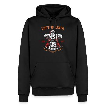 Biker Santa Claus I Weihnachtsmann auf Motorrad - Männer Premium Bio Hoodie - Schwarz - Vorne - Nico (187cm)