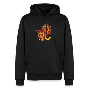 Signe du zodiaque Lion - Sweat à capuche Premium bio Homme - noir - Devant - Nico (187cm)