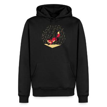 Renard dans la neige - Sweat à capuche Premium bio Homme - noir - Devant - Nico (187cm)