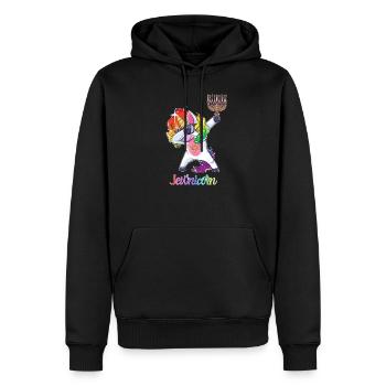 Jewnicorn - juif tamponnant licorne Hanoukka - Sweat à capuche Premium bio Homme - noir - Devant - Nico (187cm)