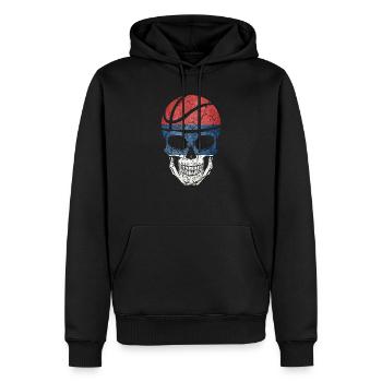 Basket-ball Serbie crâne et os croisés - Sweat à capuche Premium bio Homme - noir - Devant - Nico (187cm)