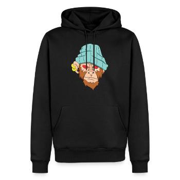 Visage chimpanzé crâne - Sweat à capuche Premium bio Homme - noir - Devant - Nico (187cm)