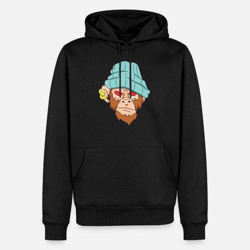 Visage chimpanzé crâne - Sweat à capuche Premium bio Homme - noir