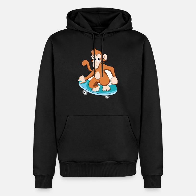 Skatender Affe Schimpanse - Männer Premium Bio Hoodie - Schwarz