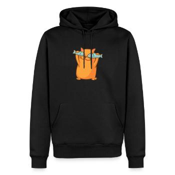 Mignon chat drôle a fisheye farce miaou - Sweat à capuche Premium bio Homme - noir - Devant - Nico (187cm)