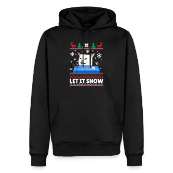 Laisse la neige pull de Noël laid de chat - Sweat à capuche Premium bio Homme - noir - Devant - Nico (187cm)