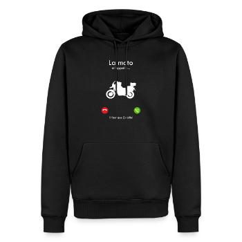 T-shirt la moto m'appelle cadeau pour motard - Sweat à capuche Premium bio Homme - noir - Devant - Nico (187cm)