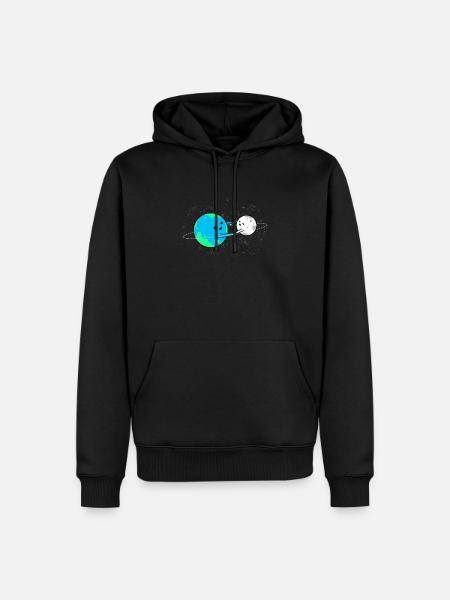 Planet Erde und Mond Geschenk - Männer Premium Bio Hoodie - Schwarz