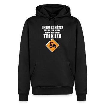 Unterschätze nie einen alten Mann mit Trekker - Männer Premium Bio Hoodie - Schwarz - Vorne - Nico (187cm)