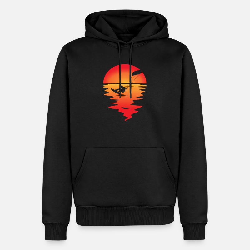 Kitesurf kiteboarding coucher de soleil soleil - Sweat à capuche Premium bio Homme - noir