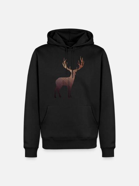 Herbstwald Hirsch - Männer Premium Bio Hoodie - Schwarz