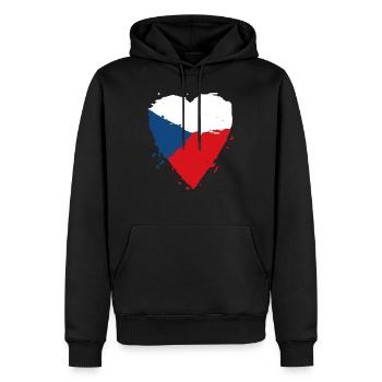 Czech Republic flag heart - Men’s Premium Organic Hoodie - black - Front - Nico (187cm)