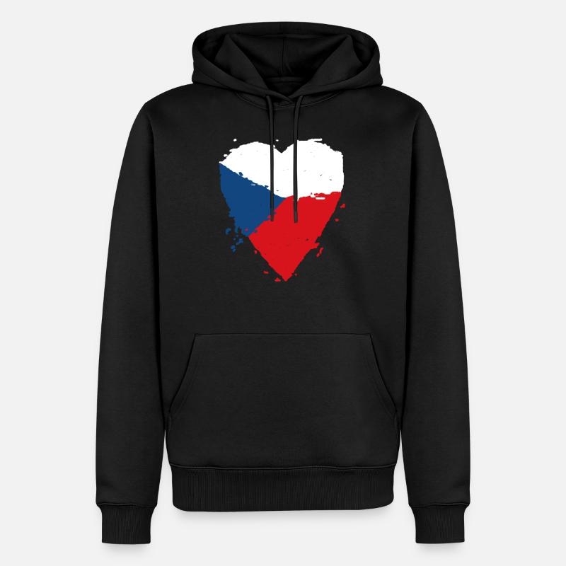 Coeur de drapeau de la République tchèque - Sweat à capuche Premium bio Homme - noir