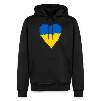 Ukraine flag heart - Men’s Premium Organic Hoodie - black - Front - Nico (187cm)