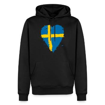 Sweden flag heart - Men’s Premium Organic Hoodie - black - Front - Nico (187cm)