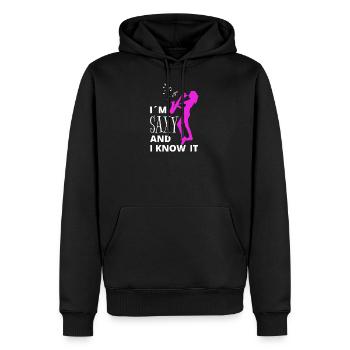 Je suis Saxy et je le sais Saxophoniste Saxophon Damen - Sweat à capuche Premium bio Homme - noir - Devant - Nico (187cm)