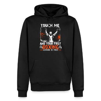 Touch Me And First Boxing Lesson Shirt - Men’s Premium Organic Hoodie - black - Front - Nico (187cm)