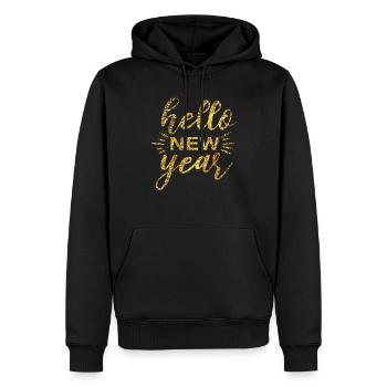 nouvel an - Sweat à capuche Premium bio Homme - noir - Devant - Nico (187cm)